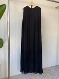 Dress for Women Vintage Dress Women Round Neck Sleeveless Pleated Dresses Female Korean Solid Slimming Lace Up Long Dresses