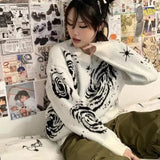 Men's and Women's Loose Cotton Knitted Sweater New Retro Sweater Ripple Creative Stripe Punched Knitted Hoodie