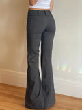 Y2K Vintage Slightly Flared Suit Pant Fashion Elegant Casual Low-rise Straight Skinny Solid Trousers Streetwear Clothes