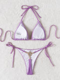 Textured Halter Triangle Tie Side Bikini Women Swimsuit Swimwear Female Sexy Bathing Swimming Suit Summer Beachwear Bathers