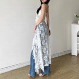 Pbong  Women Dress Sexy Patchwork Mesh Strapless Irregular Waist Ruffled Split Black Dresses Fashion Night Party Vestidos
