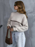 Women's round Neck Pullover Short Knitted Sweater Casual Comfortable Knitwear in Various Colors
