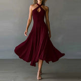 Pbong  Elegant Sleeveless Party Long Dresses For Women Summer Fashion Solid Color Slim Off The Shoulder A-line Maxi Dress Casual