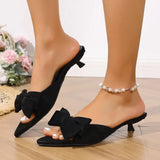 Pbong  Pointed Stiletto Slippers Temperament Women's Summer New Joker Retro Bow Slippers Suede Sandals