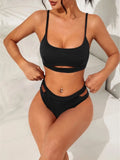 Solid Hollow Out Two Piece Bikini Swimsuit Women Swimwear Female Bathers Bathing Swimming Swim Suit Beachwear