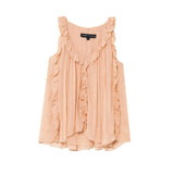Fashion Ruffle Chic Summer Tank Top For Women Chiffon Solid Color Loose Sleeveless Top V Neck Sweet Hic Woman Vest New