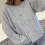 Pbong  Women Autumn Knit Cardigans with Pockets Casual Button Up O Neck Long Sleeve Knitwear Vintage Loose Fit Sweater Coats Winter