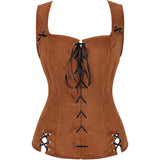 Pbong  Women Renaissance Vest Halloween Medieval Cosplay Costume for Pirate Vest Women Vintage Lace Up Corset Top