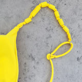 2025 3Pc Button Bikini Women Sexy Swimsuit Push Up Swimwear Female Bandeau Biquini Yellow Bathing Suit Summer Bodysuit Beachwear