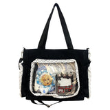 Kawaii Lace Edge Clear Pocket Shoulder Bag Ladies DIY Display Handbag New Trend Fashion Luxury Female Tote Bags