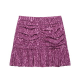 Fashion And Sexy Pleated Short Top And Pleat Skirt 2 Piece Set Floral Print Vest + Short Skirt Holiday Party Women Set 2025 New