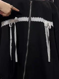 American Vintage Fashion Popular Patchwork Lace Appliques Coats Y2k Aesthetic Punk All Match Cardigan Streetwear Loose Clothing