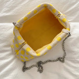 Women Polka Dot Soft Fabric Cloud Shoulder Bag Chain Crossbody Bags New Trend Casual Daily Fashion Handbags and Purses