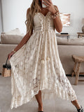 Boho Dress Women Summer Maxi Dress Lady Off Shoulder Holiday Lace V Neck Spaghetti Strap Sundress White Dress