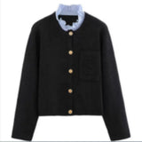 Knitted Women's Cardigan Embroidered Letter Pocket Single Breasted Women's Knitted Sweater Jacket Detachable Ruffle Collar