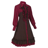 Medieval Lady's Court Style Halloween Costume with Waist Cinching Dress Shirt Collar Stage Performance Women's Retro Gown Female