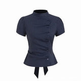 Women's Sweet Polka Dot Crop T Shirt Round Neck Short Sleeve Slim Fit Women Clothing Female T-shirts And Polos Woman Clothes