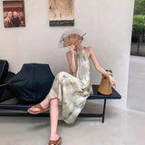 Pbong  New Chinese Style Sleeveless Gradient Neckline Dress Women's Summer Lazy Elegant Slimming Holiday Long Dress