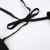 Black Backless Tie Up A-Line Dress