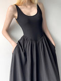 Gothic Spliced Loose Maxi Dress