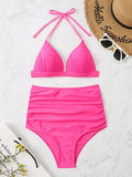 Triangle Bikinis Women Push Up Swimsuit Solid Sexy High Waist Swimwear Female Swimming Bathing Suit Summer Beachwear