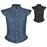 Vintage Men's Jacquard Vest Medieval Dark Pattern Fabric Gorgeous Elegant Sleeveless Waistcoat for Halloween Party Cosplay Adult