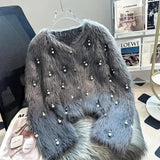 2025 Autumn And Winter heavy industry Women Knitted Cardigan Sweater Coat Imitation mink fur comfortable Female Sweater Jacket