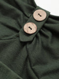 2025 Women's Plain Color Mock Button Empire Waist Ruched Bust Dress Asymmetrical Hem Overlap Self Belted Casual Dress