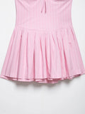 Fashion Sexy V-neck Stripe Pink Bow Short Dress New Sleeveless Slim Sweet Chi Slip Dress Streetwear Y2K Woman Clothing