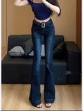 Pbong   Low Waist Retro American Denim Jeans Women's Spring Autumn New Style Slimming Wide Leg Pants Casual Fashion Girls