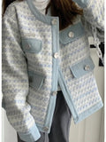 Fall Women Sweet Tweed Jacket Vintage Casual Long Sleeve Elegant Coat French Cute O Neck Women Fall Winter Retro Tops New