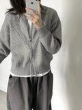 Japanese Vintage Soft Lazy Zipper Sweater Female Oversize Cardigan Autumn Loose Crop Top Casual Simple Women's Clothing