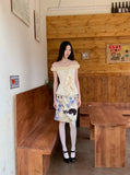Cat And Floral Print Summer Skirt For Woman 2025 Knee Length Cute Skirt Designer Woman Bottoms Fashion Clothing