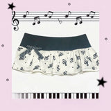 Pbong  2000s American Vintage Slim Skirts Summer Chic Y2k Japanese Kawaii Mini Skirts Korean Fashion Sweet Print Short Party Skirts