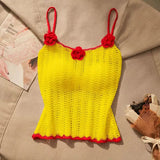 Pbong  Sexy Hollow Out Knitted Camisole Vest For Women Y2k Slim Fit Sleeveless Tops Mujer Summer New Bottoming Straples Tank Top