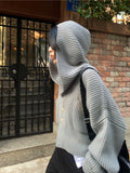 Women's Hooded Cardigan Button Up with Pocket Knitted Sweater Hoodie Slouchy Knitwear Fall Winter Casual Chic Outfit