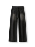 Vintage Women's Black Grey High Waist Jeans Y2K Fashion Baggy Loose Straight Wide Leg Baggy Denim Trousers Pants