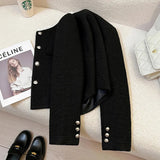 Black Slim Elegant Tweed Jacket Women Vintage Lace Patchwork Long Sleeve Sweet Coat Fall Winter French Casual Retro Tops