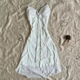 Pbong  Y2K Vintage Hot Fashion Dress Summer Aesthetic Lace Women's Classic Sundress Halter Sleeveless Slim Emo Harajuku Casual Frock
