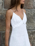 Pbong  New Women's V-Neck Halter Backless Dress Loose Ruffle Sleeveless Casual Office Lady High Street Long Dress