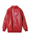 Casual Oversized Leather Jacket Women Fashion Lapel Long Sleeve Loose Zipper Female Coat Autumn Patchwork Loose Y2k Streetwear