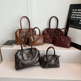 Pbong  PU Retro Tote Bag for Women Winter Trend New Fashion Y2K Handbags Females Travel Shoulder Crossbody Bags