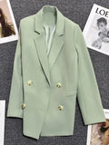 Women Elegant Blazer Coat Sweet Fashion Long Sleeve Casual Suit Jacket Korean New Fall Winter Female Double Buttons Outwear Tops