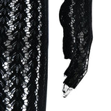 Pbong  American Sexy Perspective Jumpsuit Women Fashionable Hollow Knitted Striped Long Sleeved Jumpsuit Bar Nightclub One Piece Pants