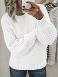 Knit Sweater Woman Slouchy Knitwear Long Sleeve Crew Neck Pullovers Plain Jumper Female Autumn Winter Daily Outfit