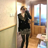 New Fashion Popular Japan Autumn Winter Vinateg Coats Y2k Aetshetic Knitted Harajuku Slim Sweaters Punk Leopard Design Clothes
