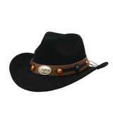 Women Men Cowgirl Hat Wide Brim Bull Head Belt Western Panama Jazz Hat for Wedding Rave Party Travel Accessories