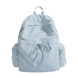 Pbong  Lightweight Lavvender Nylon Backpack For Women Cute Drawstring Daypack With Multiple Pockets Pastel Purple Soft Puff School Bag