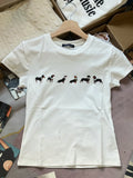 Puppy With Pearl Slim T-shirts Woman Summer Round Neck Cotton Short Sleeve Tee Gray Sweet Cute Animal Tshirt New Crop Tops Y2k