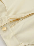 Beige Solid Color Color Straight Long Skirt Spring Summer Slit Chic Women Skirt High Waist Button Casual Women Clothing New